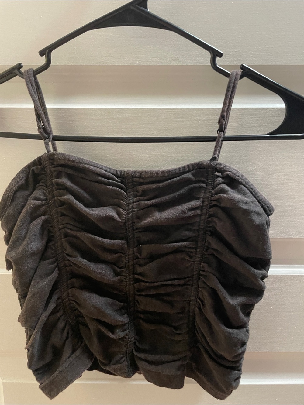Free Peiple Ruched Strapless-Style Cami Top - Black